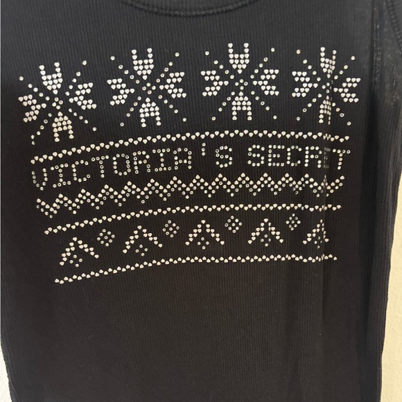 Victorias Secret Women’s Size Small Black Rhinestone Tank Top Casual Comfy - Picture 2 of 6